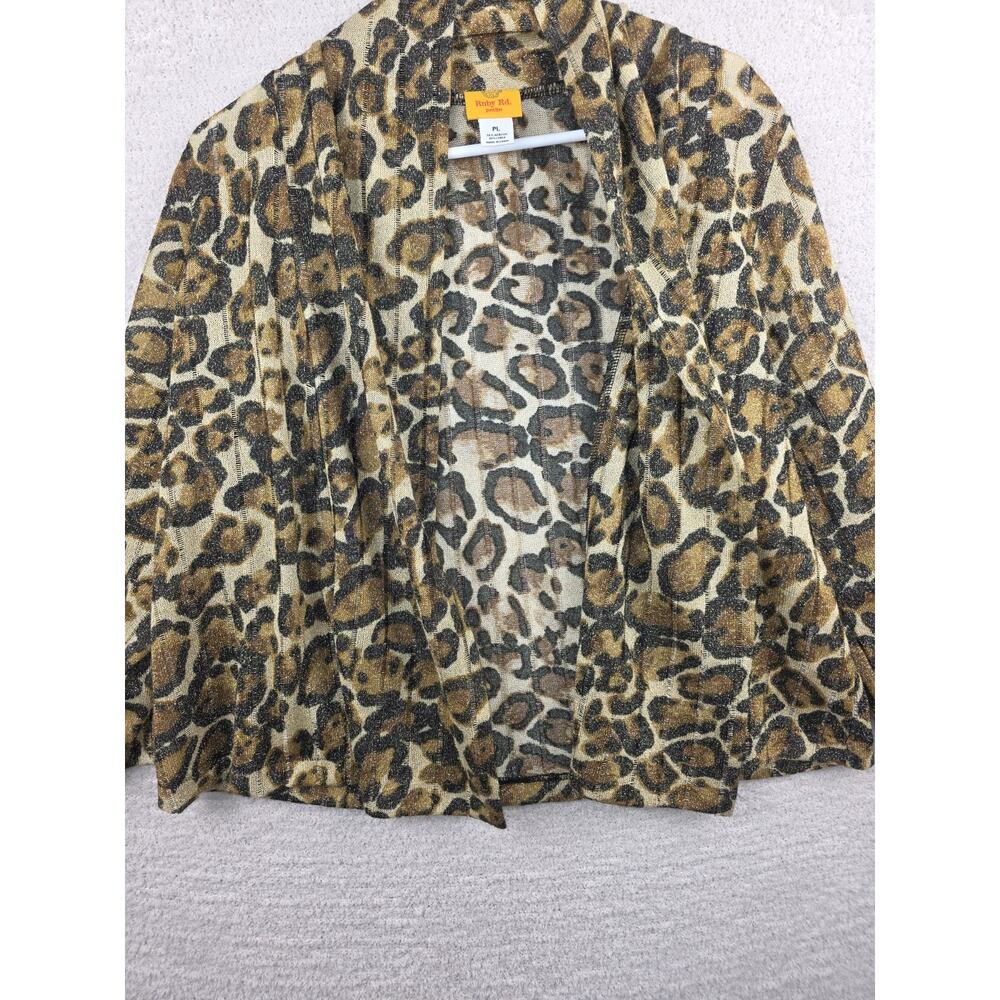 Ruby Rd. Petite Leopard Print Metallic Cardigan Size PL - Picture 3 of 8